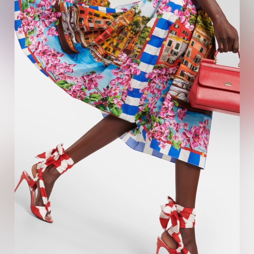 Lena Vie Boutique Drop Capri Retro Print High Waisted MIDI A Line Dress With Tie - Picture 2 of 8